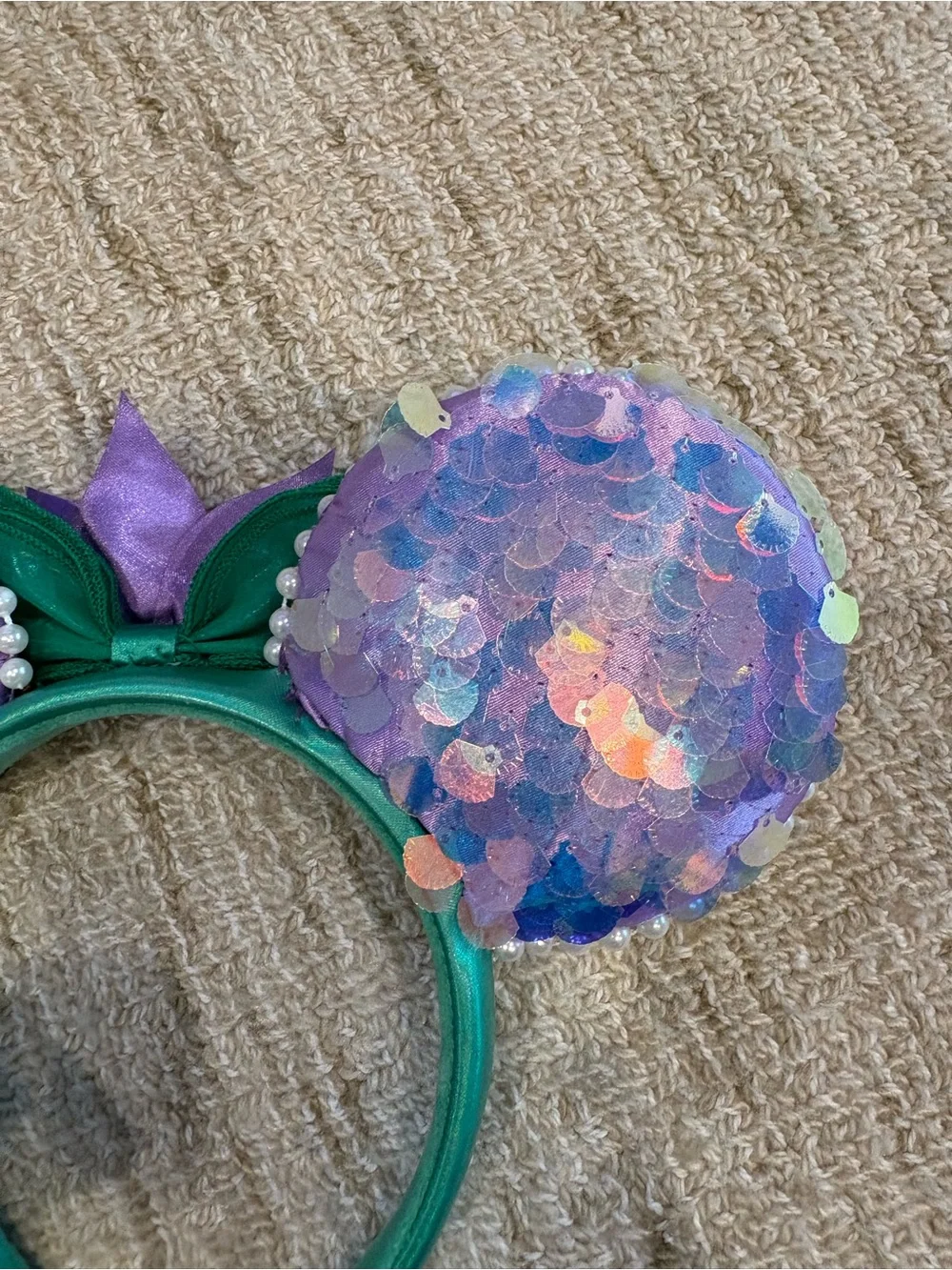 Disney Green and Purple Sequin Mermaid Ear Headband